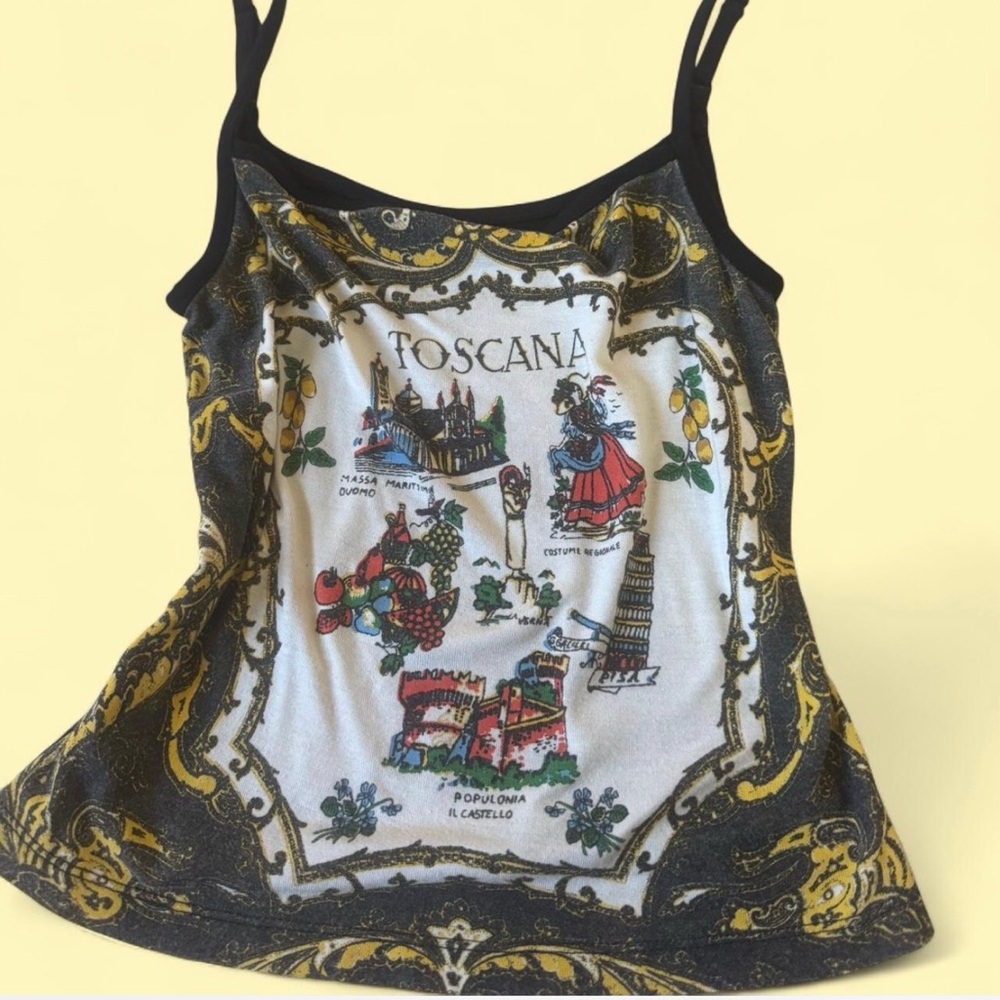 Silence + Noise Toscana Print Tank Top - Black, Yellow, and Red